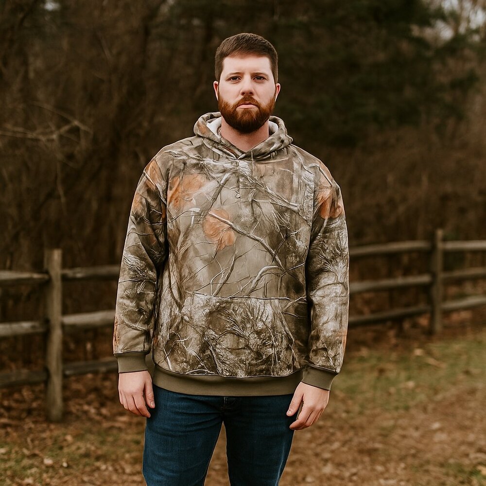 Orange Kiss Camouflage‎ Graphic Outdoor Barn Chore Hunting Sports Hoodie Men XL